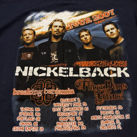 Nickelback 2007 Tour Black Long Sleeve Shirt With Front And Back Hit - Medium - Picture 10 of 10